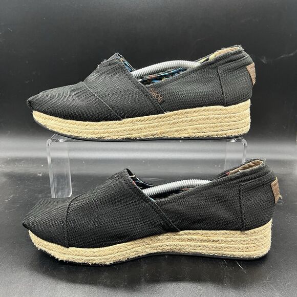 Skechers Bobs Espadrille Wedge Sneaker womens Size 8.5 Shoe Black Memory Foam - Picture 2 of 7